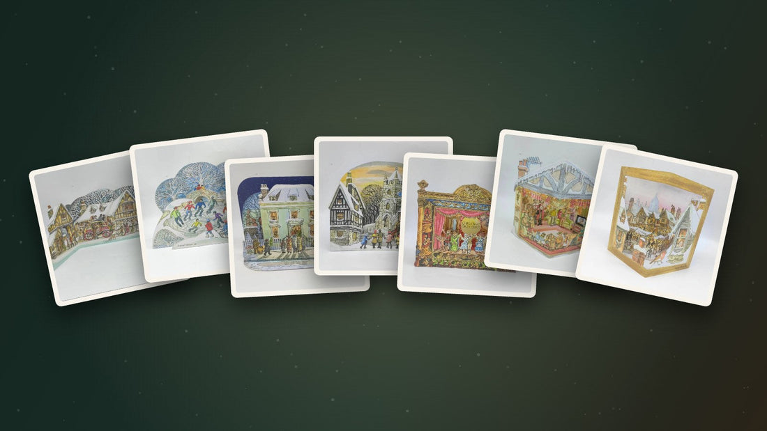 All seven hand-painted Christmas card designs by Michael Stringer