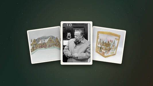 Michael Stringer with two of his hand-painted Christmas cards